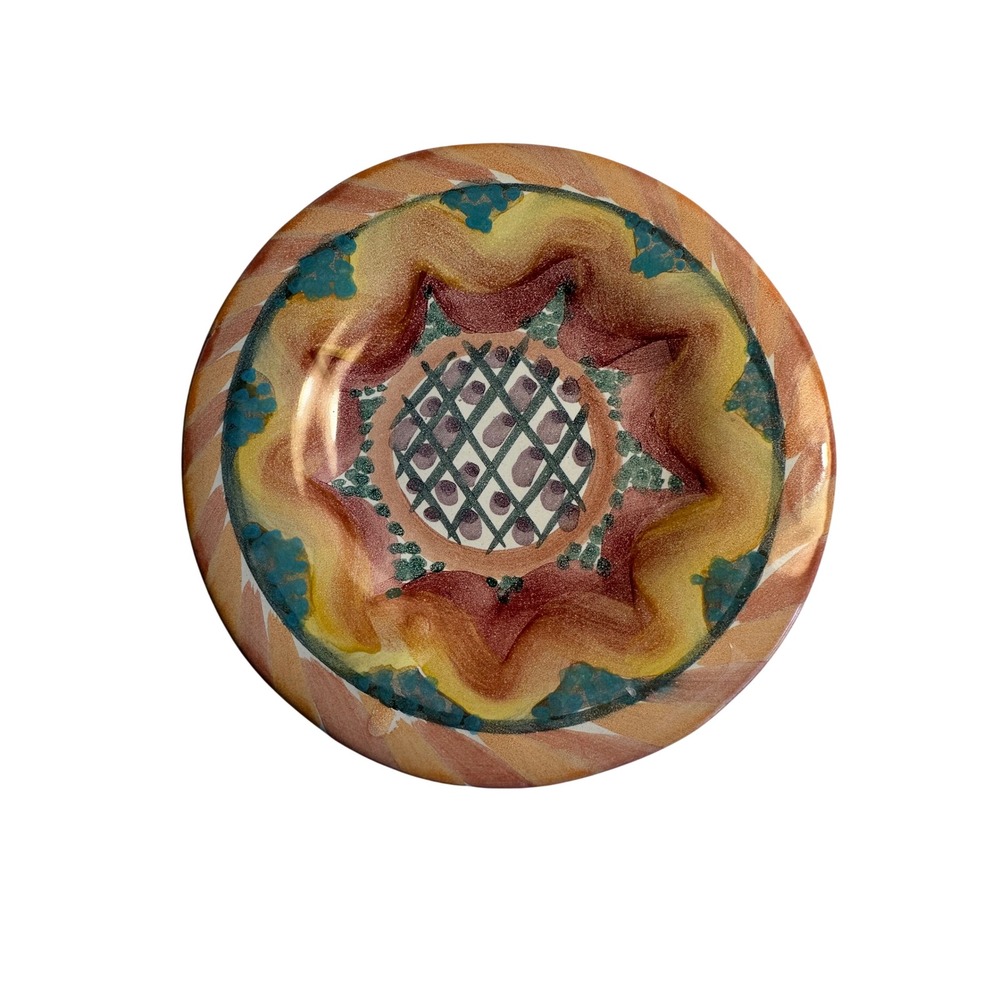 Vintage MacKenzie-Childs Keukenhof Bread Plate 7" Blue Tan Hand Painted 1994